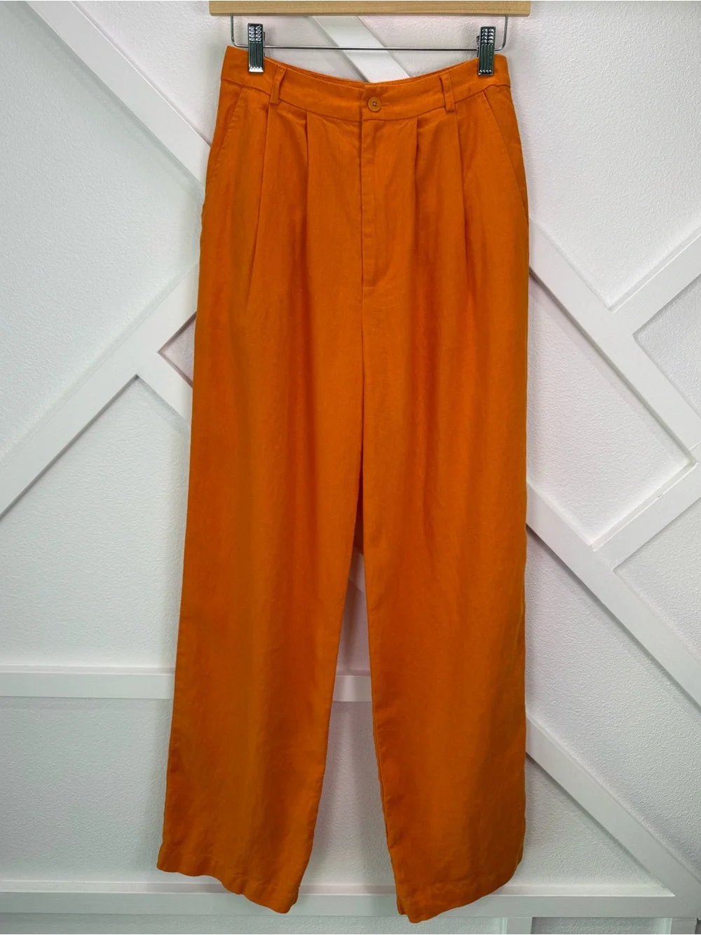 Reformation Vesta Wide Leg 100% Linen Citrus Orange Size 2